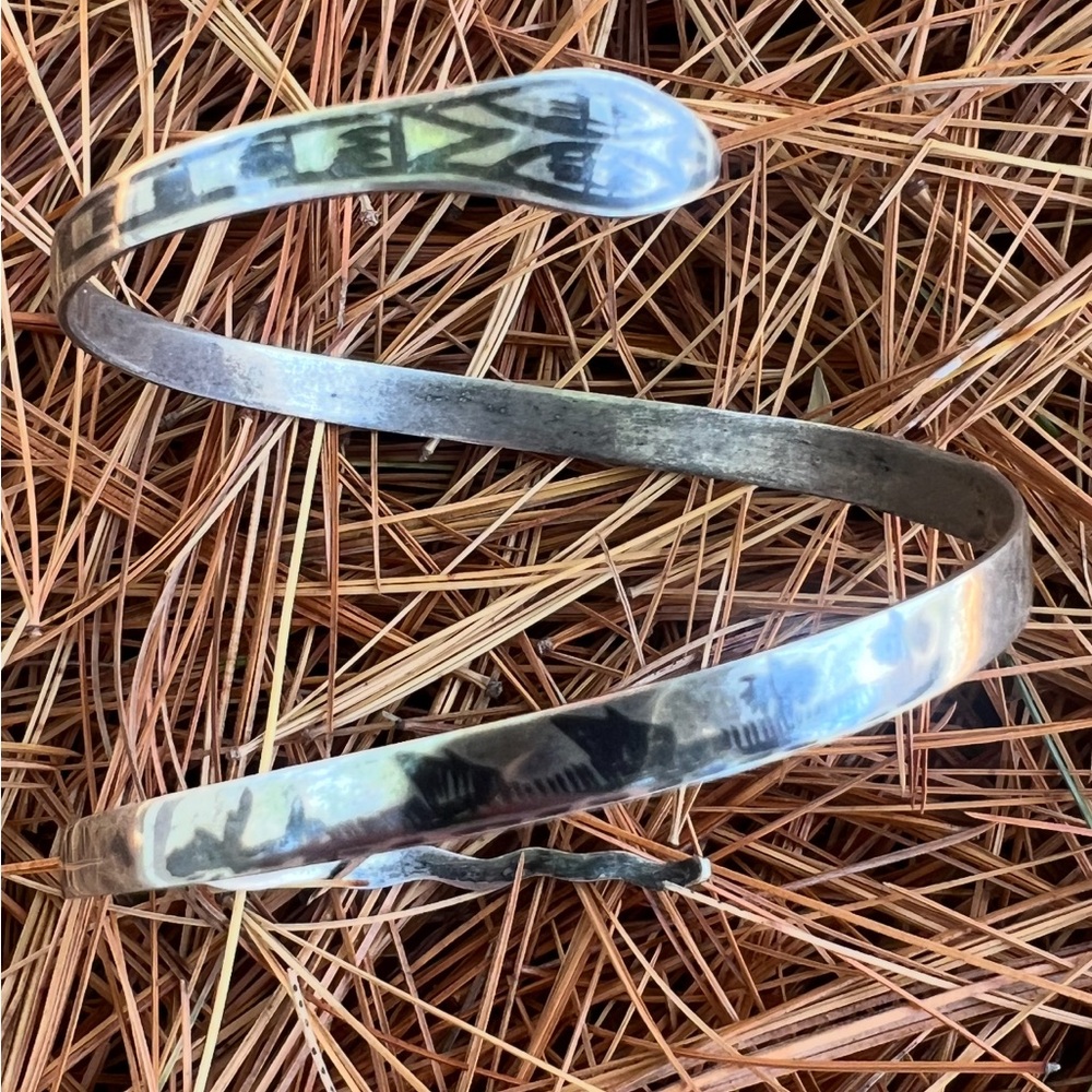 Vintage Sterling Niello snake serpent wrap bracelet
